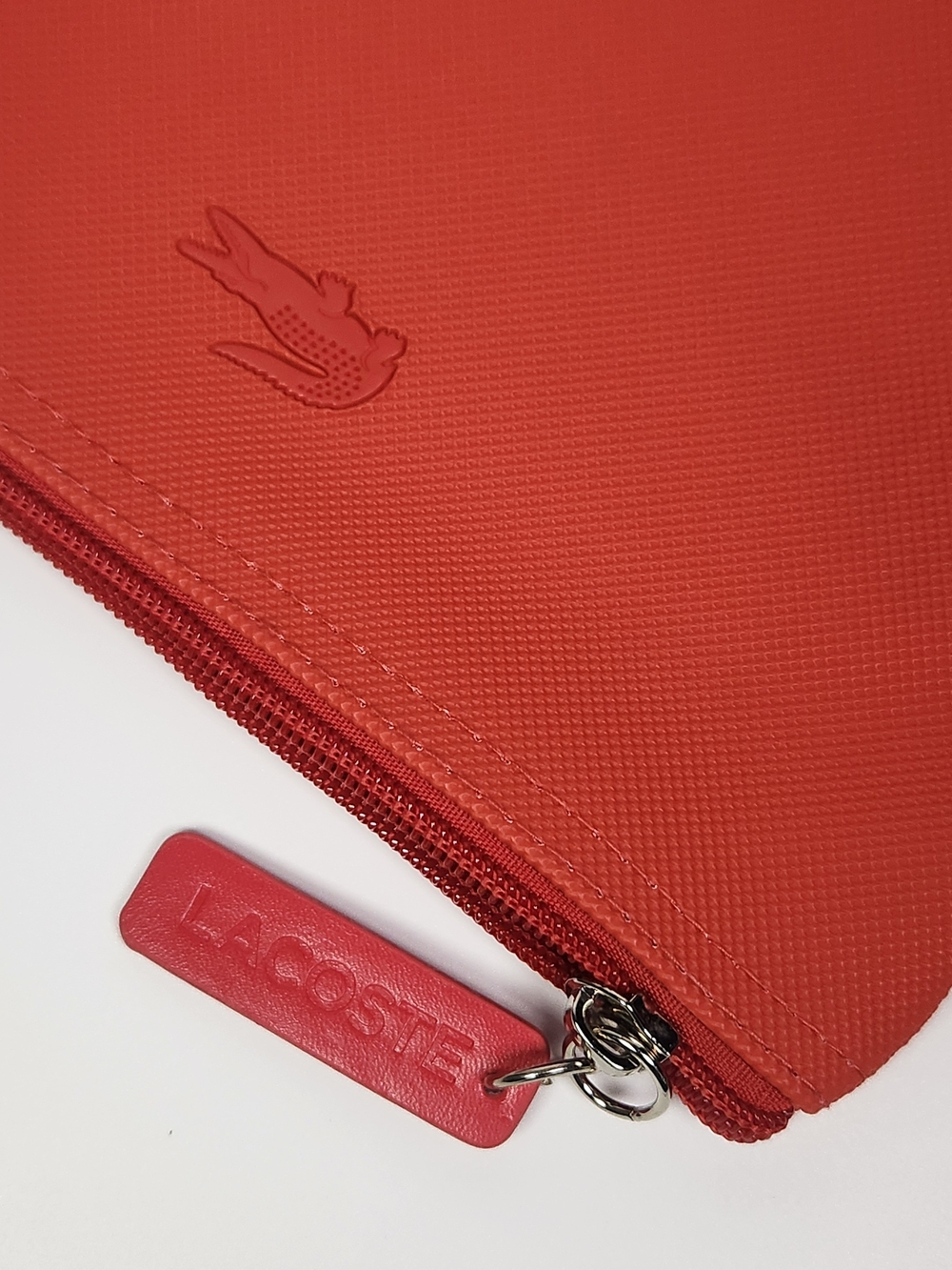 Lacoste Red Zip Pouch Travel Toiletry Cosmetic Bag Case Amenity